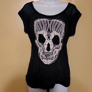 Hot Tempered top size M Women Junior Medium shirt blouse wear skull stretch